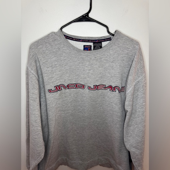 Pre-Owned LG JNCO Jeans Light Heather Grey Embroidered Logo Vintage Crewneck - Picture 2 of 8